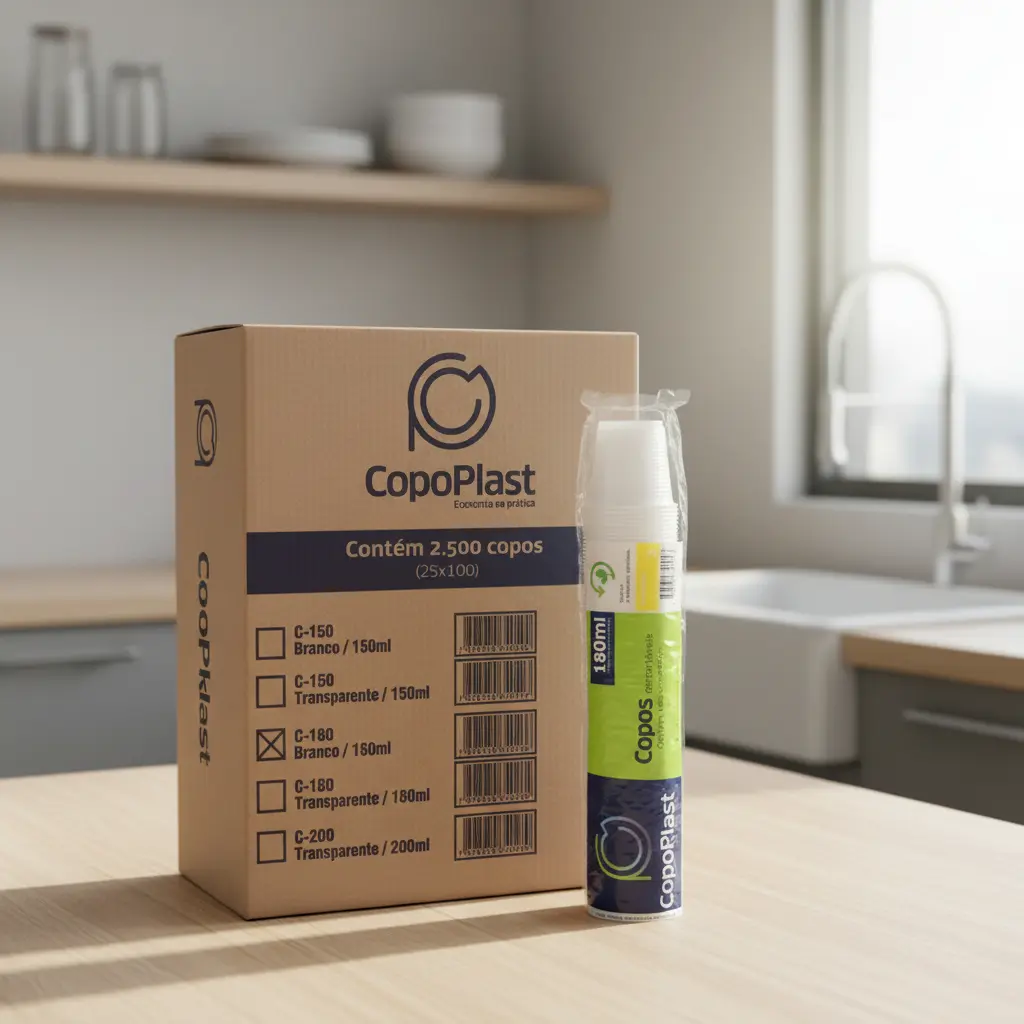 Copo descartável 180ml transparente