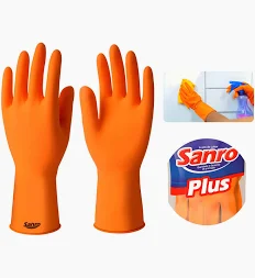 Luva de borracha laranja M